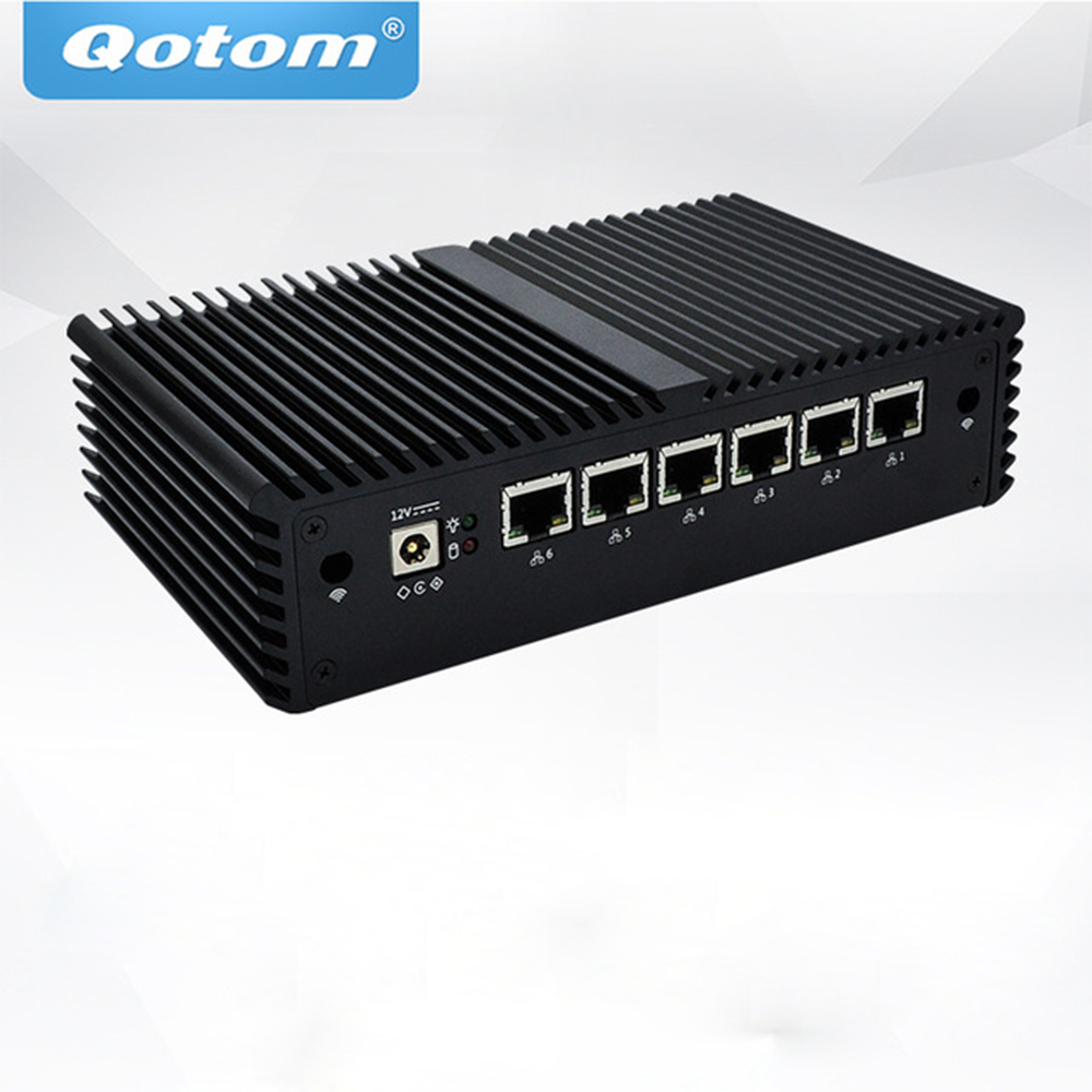 

QOTOM Mini Pc Intel ядро I3-6100U 4 ГБ DDR4 + 64 ГБ SSD 8 ГБ + 128 ГБ 6-гигабитный Ethernet-компьютер Микро-промышленный Q530G6 мульти-сетевой порт