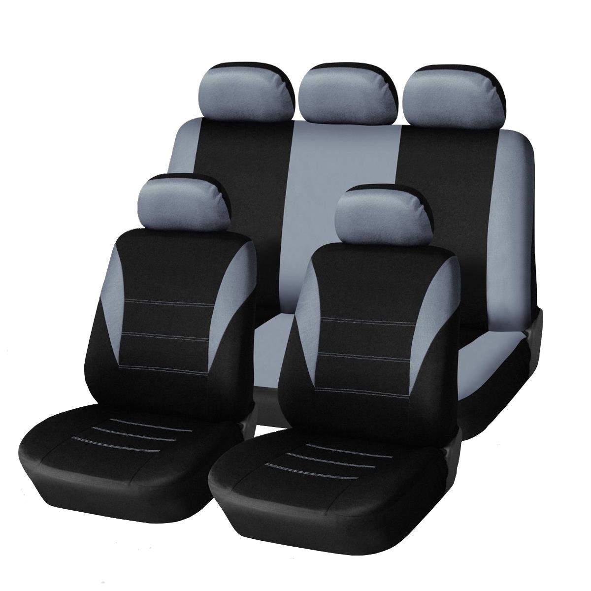 

Универсальный Four Seasons Серый Черный Ткань Авто Защитные чехлы на сиденья 9pc Полный комплект Airbag Compatible
