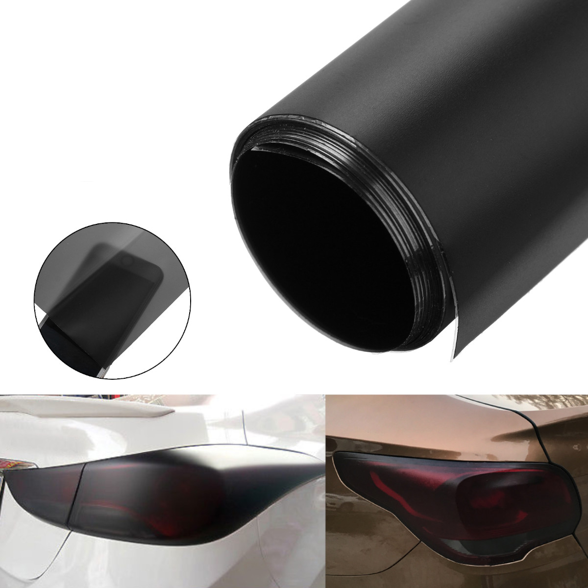 

30x100cm Matte Black Car DIY Tint Film Stickers PVC Decal Wrap for Headlight Fog Light Tail Lamp