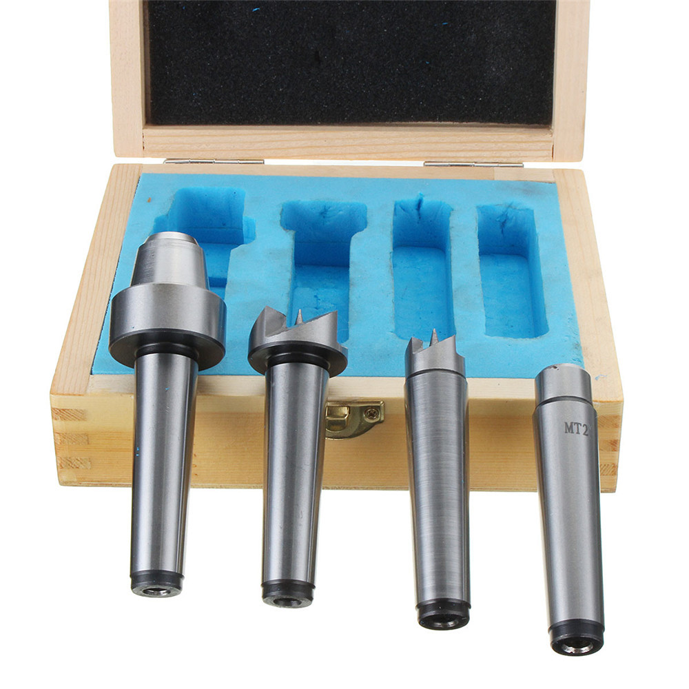 4pcs MT2 Wood Lathe Live Center Set MT2 Arbor For Wood Turning Tool With Wooden Case