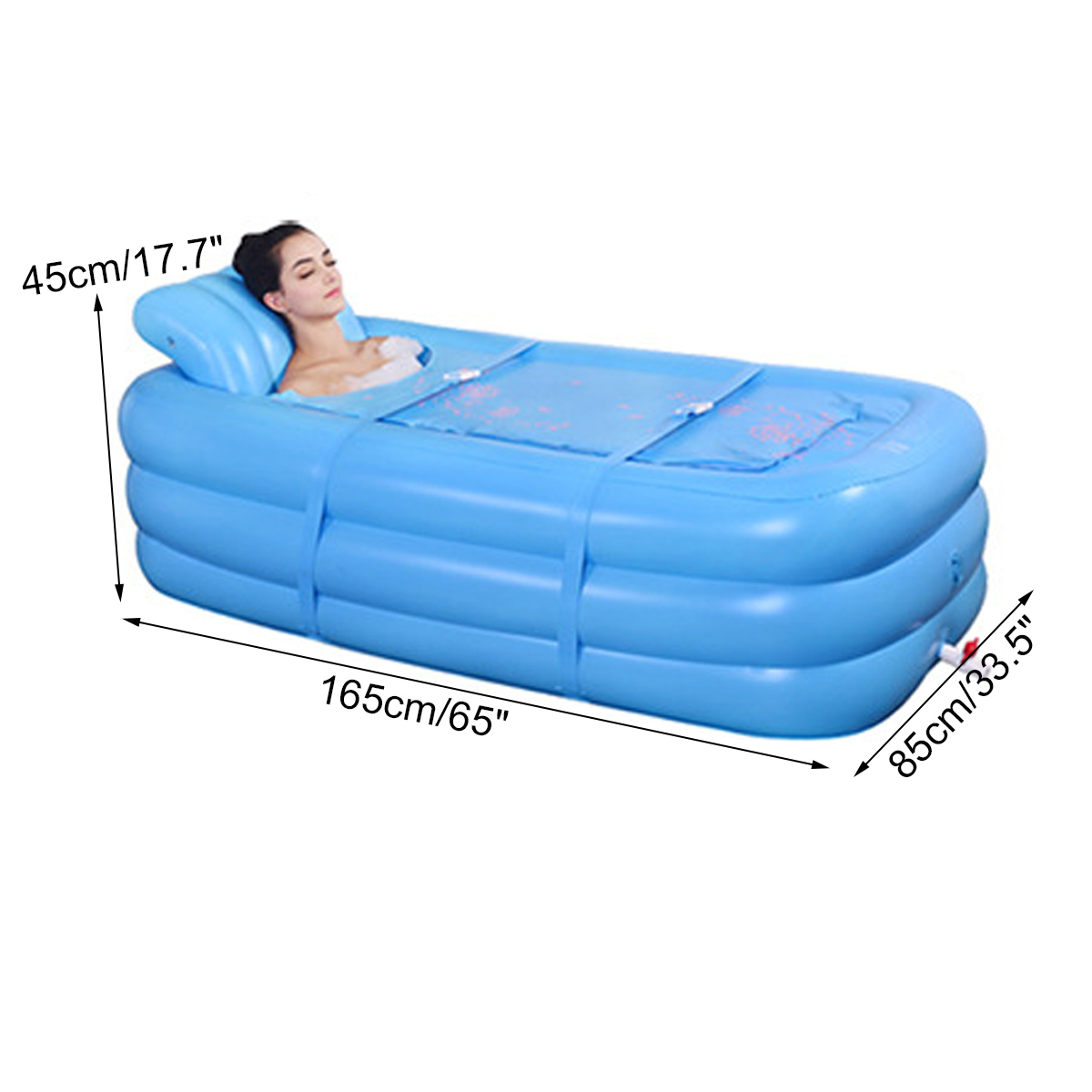 165x85x45cm Bathtub Inflatable Tub Portable Travel Bath Adult Spa Pool Warm Bathtub Folding 25