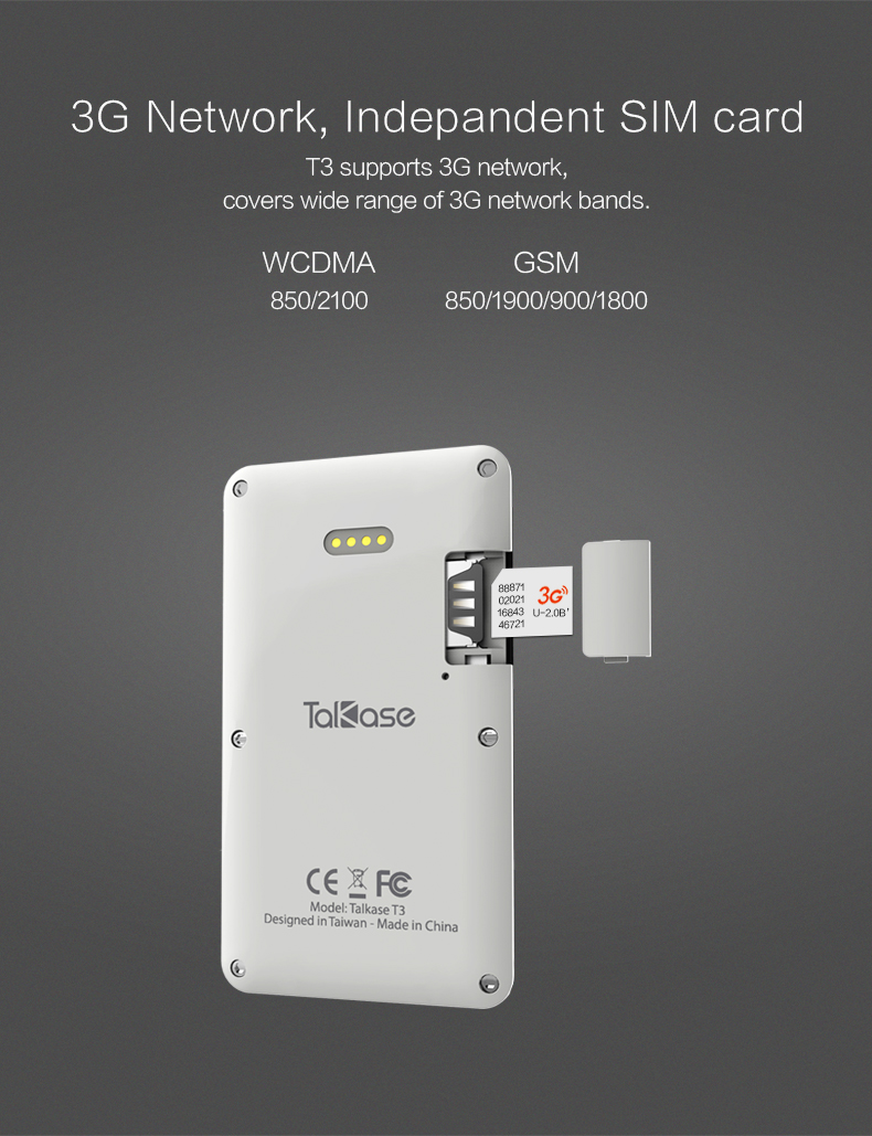 Talkase T3 550mAh 3G Network WIFI Hotspot Sharing Android 4.4  Magnetic Charging Mini Card Phone