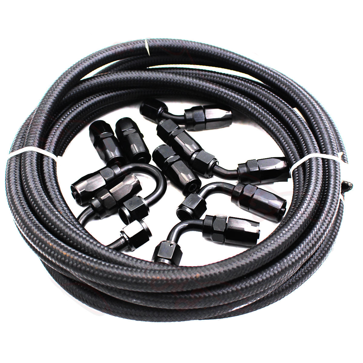 

5M AN8 Nylon Stainless Steel Braided Fuel 0°/45°/90°/180° Hose End Fuel Adapter Kit Oil