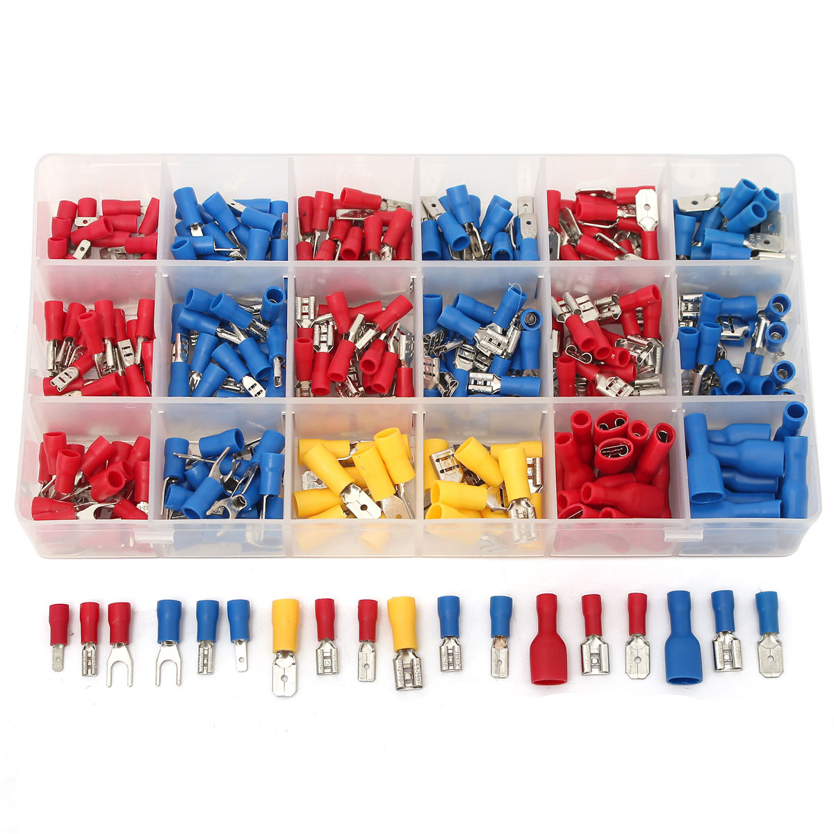 

Excellway CT018 330Pcs 18 Kinds Assorted Crimp Terminals Insulated Electrical Wiring Connector