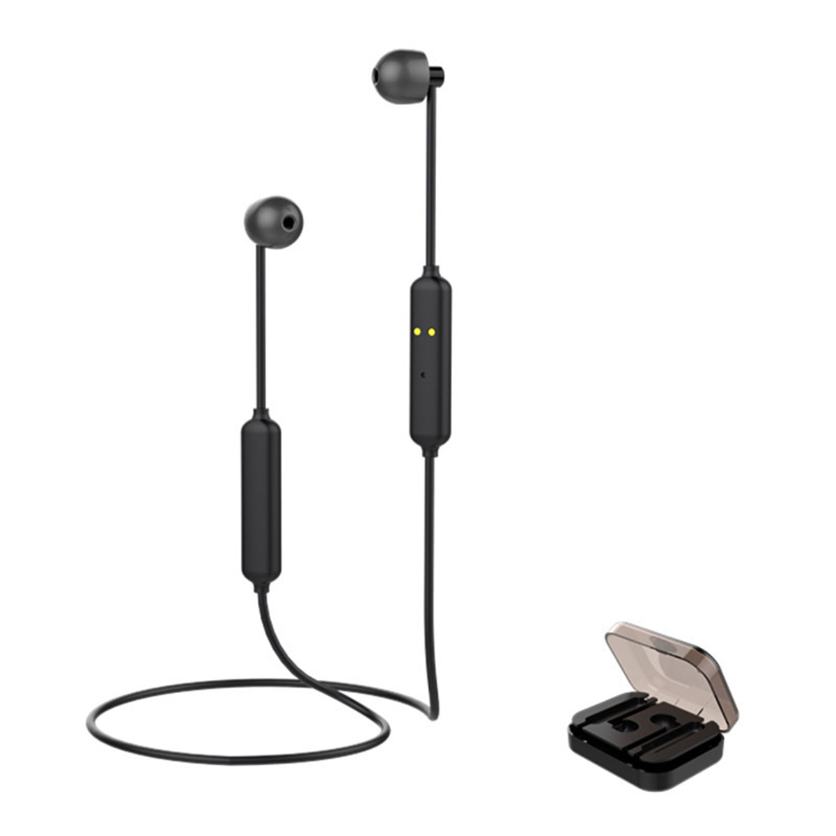 

[bluetooth 5.0] Mini Sport Magnetic Wireless Headset Hifi Stereo Sound Wired Control Neckband Earphone With Portable Charging Box