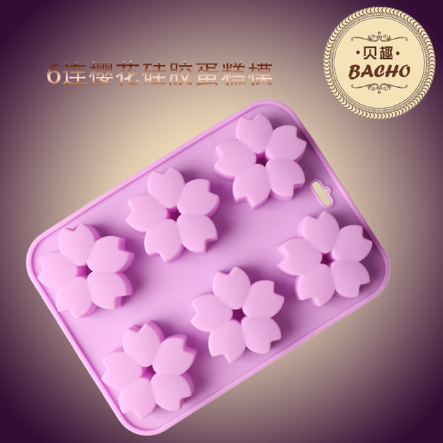 

6 Even Cherry Blossom Silicone Cake Mold Handmade Soap Mold Chocolate Ice Pudding Mold Baking Mold