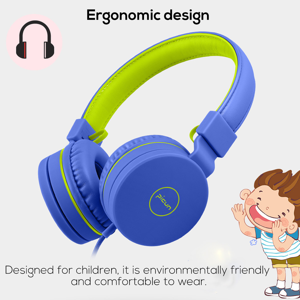 Portable Foldable Kids Childs Headphone Soft 3.5mm Wired Stereo Music Headset with Mic 10