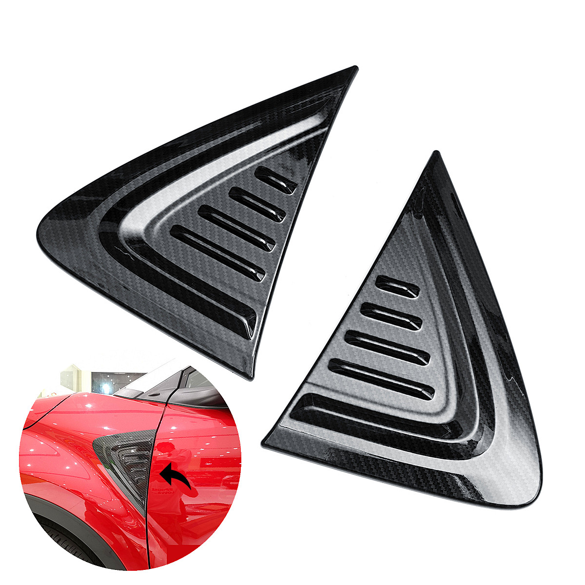 

Пара 3D Carbon Fiber Car Side Wing Air Vent Fender Обложка для обложки Декор для Toyota C-HR 17-18