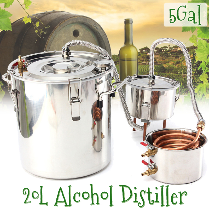 20L 5Gal Alcohol Distiller With Thumper Keg DIY Handmade Moonshine Water Copper Hine For B-eer W-ine Making Stainless Boiler Christmas Gift (20L) 14
