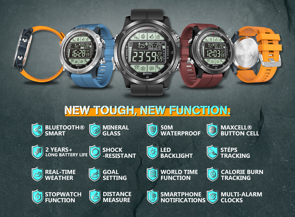 Zeblaze VIBE 3S Absolute Toughness Real-time Weather Display Goals Setting Message Reminder 1.24inch FSTN Full View Display Outdoor Sport Smart Watch 18