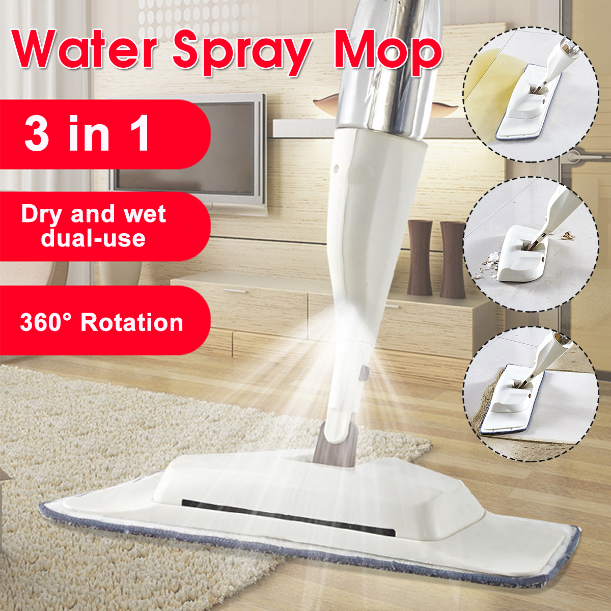 3in1 Spray Mop Broom Set Magic Mop Wooden Floor Flat Mops Home Cleaning Tool 