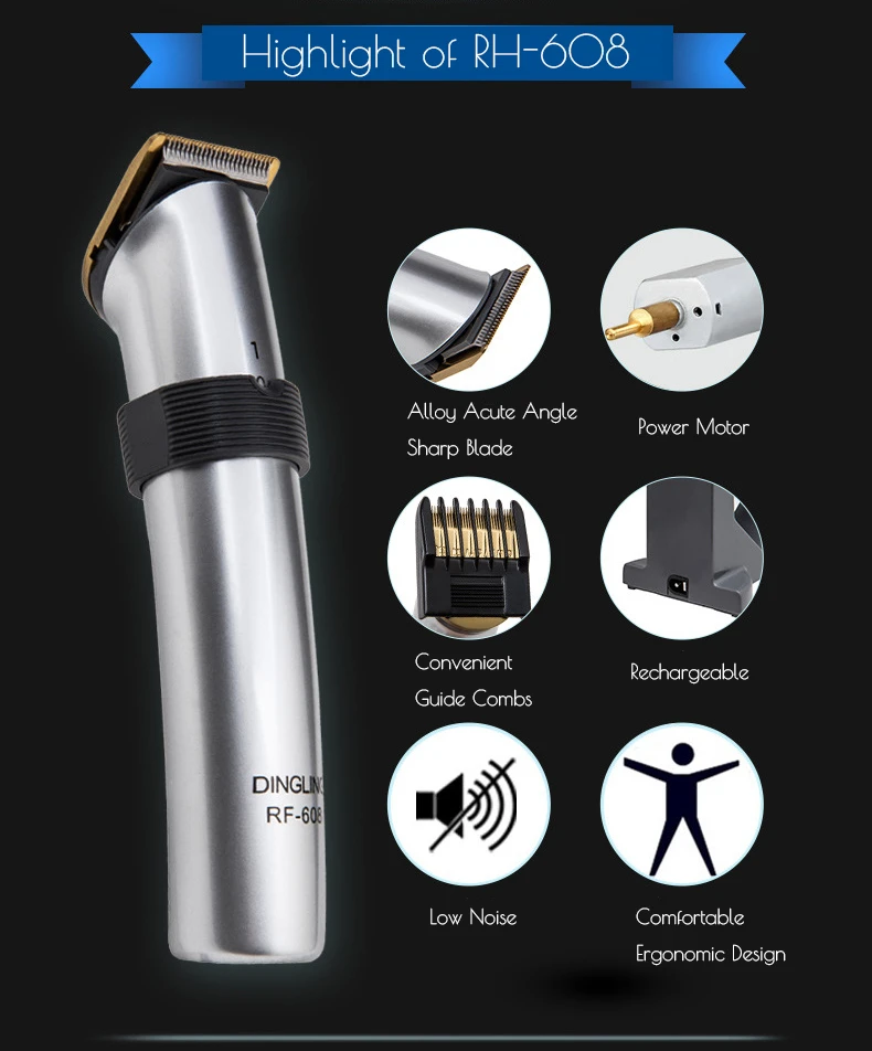 DINGLING RV-608 electric hair clipper trimmer is rechargeable