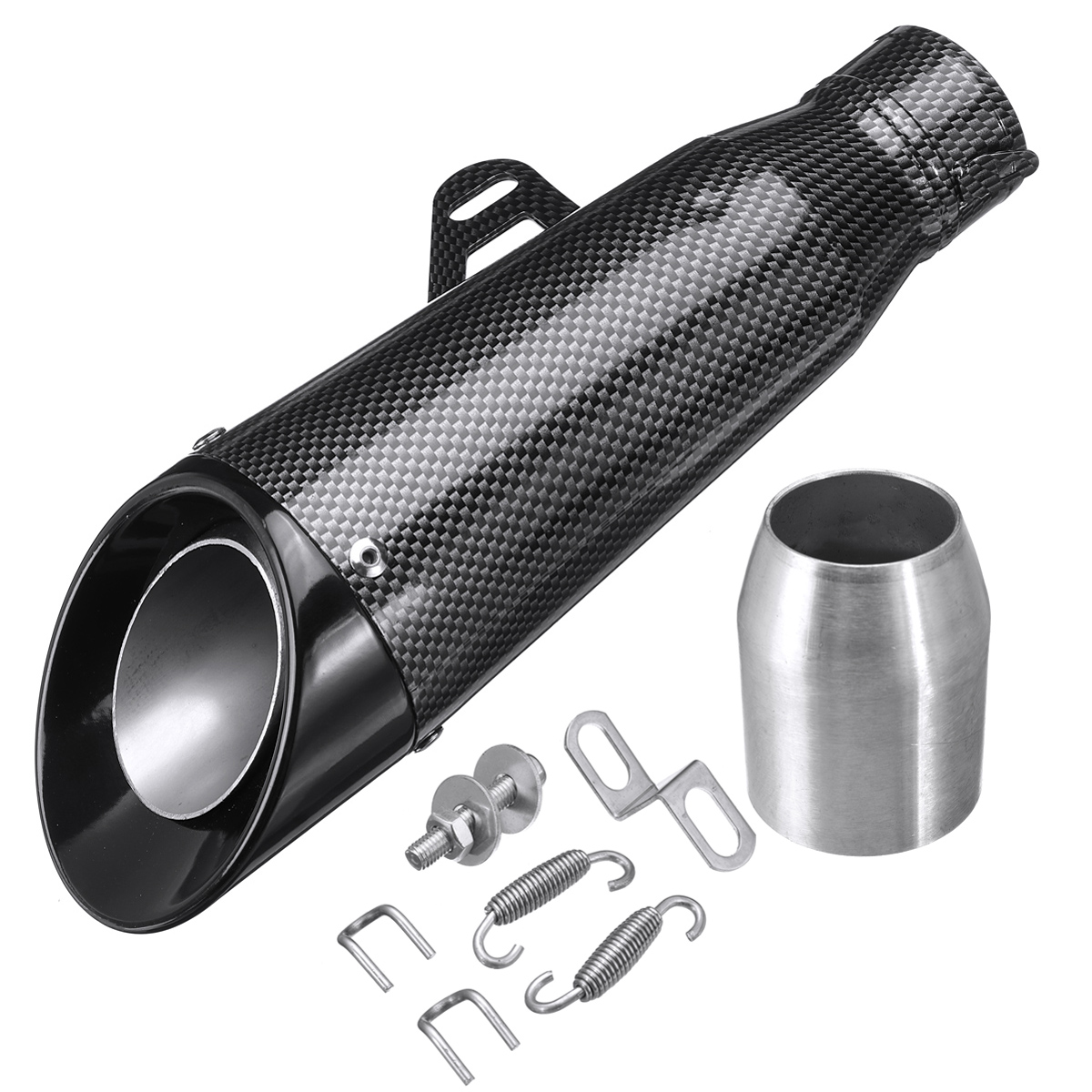 

38-51mm Motorcycle Exhaust Muffler Pipe System Carbon Color Slip Universal