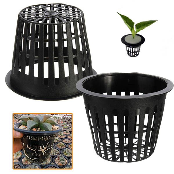 

10шт Черная пластиковая гидропонная посадка сетки Net Цветочный горшок корзины Сад Plant Grow Cup