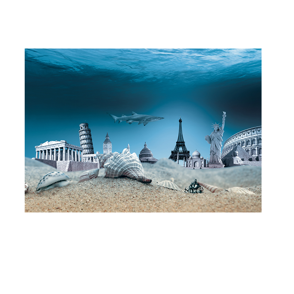 

ПВХ Водонепроницаемы Односторонний океан природный ландшафт рыбы чаша Аквариум стикер стекла для Аквариум фон плакат стены