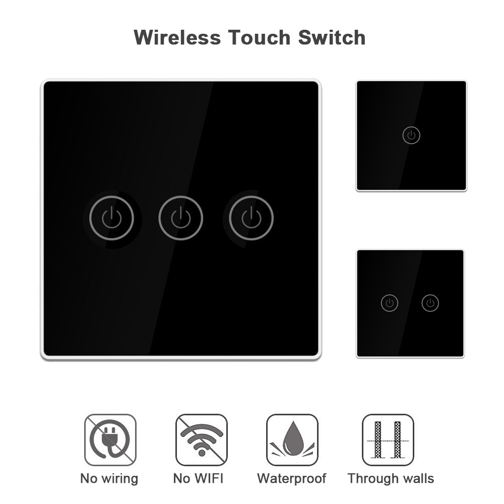 KCASA 1/2/3 Gang AC200-240V Wireless Panel Touch Switch with 3PCS Receiver Kit Remote Control Smart Home Control Module 22