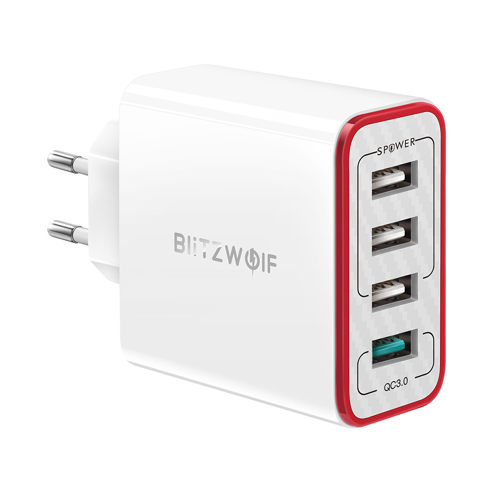 

BlitzWolf® BW-PL5 30W QC3.0 Fast Charging 2.4A 4-Ports USB Charger EU Plug Adapter with Spower for HUAWEI P20 Mate20 Pro Xiaomi MI9 S10