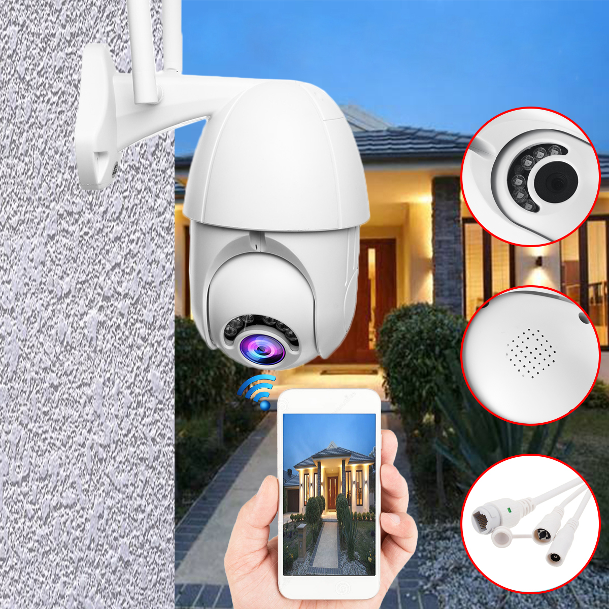 

200W 1080P Wireless Wifi IP Camera 6 LEDs Infrared Night Vision Outdoor Waterproof IP66