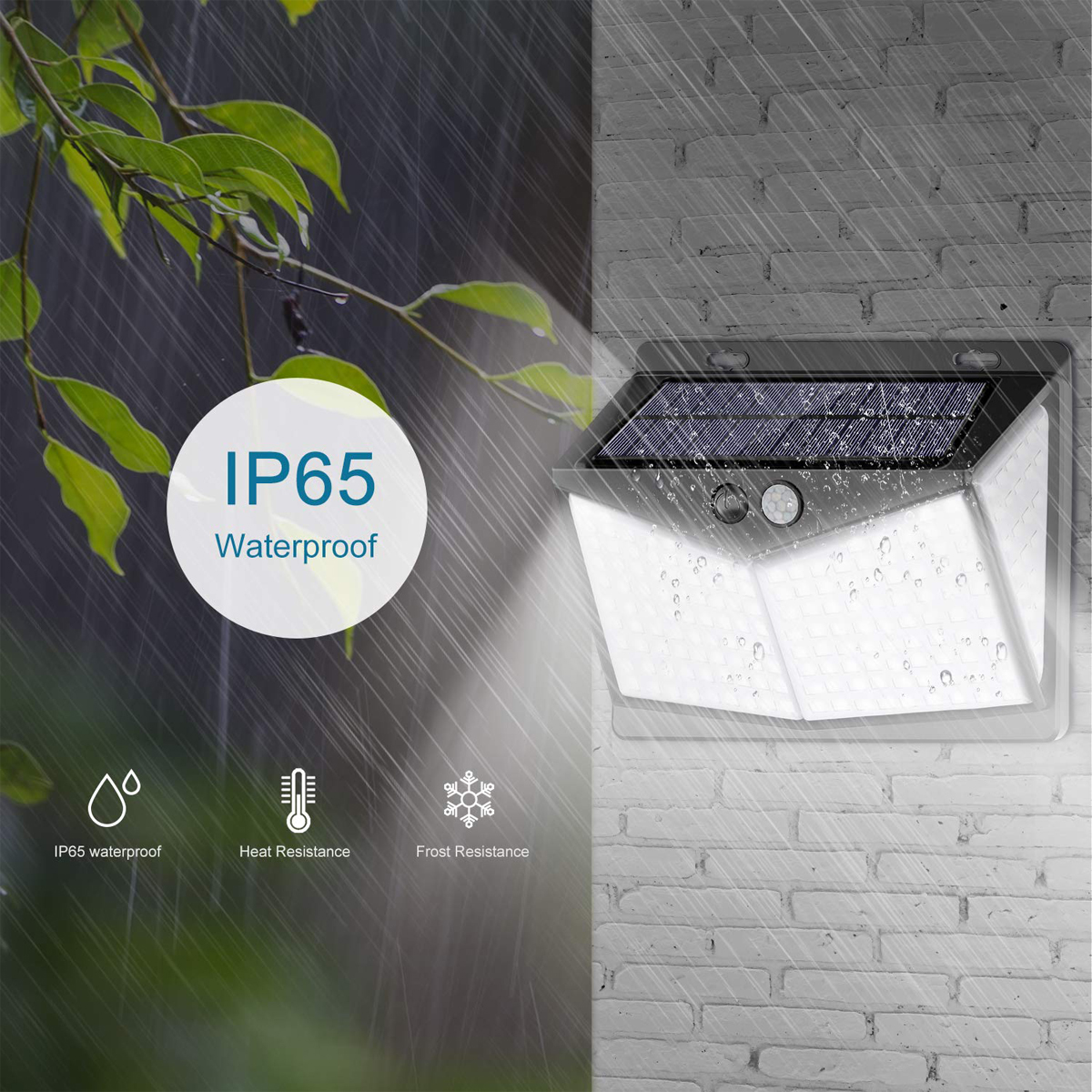 208 LED PIR Motion Sensor Wall Light Solar Power Waterproof Outdoor Garden Lamp 