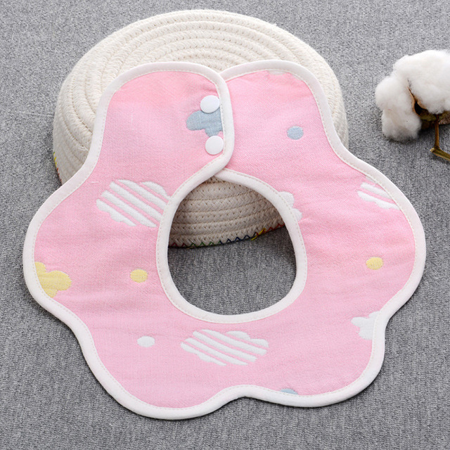 

360 Degree Rotating Snap Cotton Baby Petal Anti-dirty Children's Bib Saliva Towel