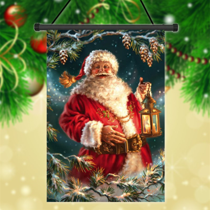 

30x45cm Christmas Santa Claus Polyester Welcome Flag Garden Holiday Decoration