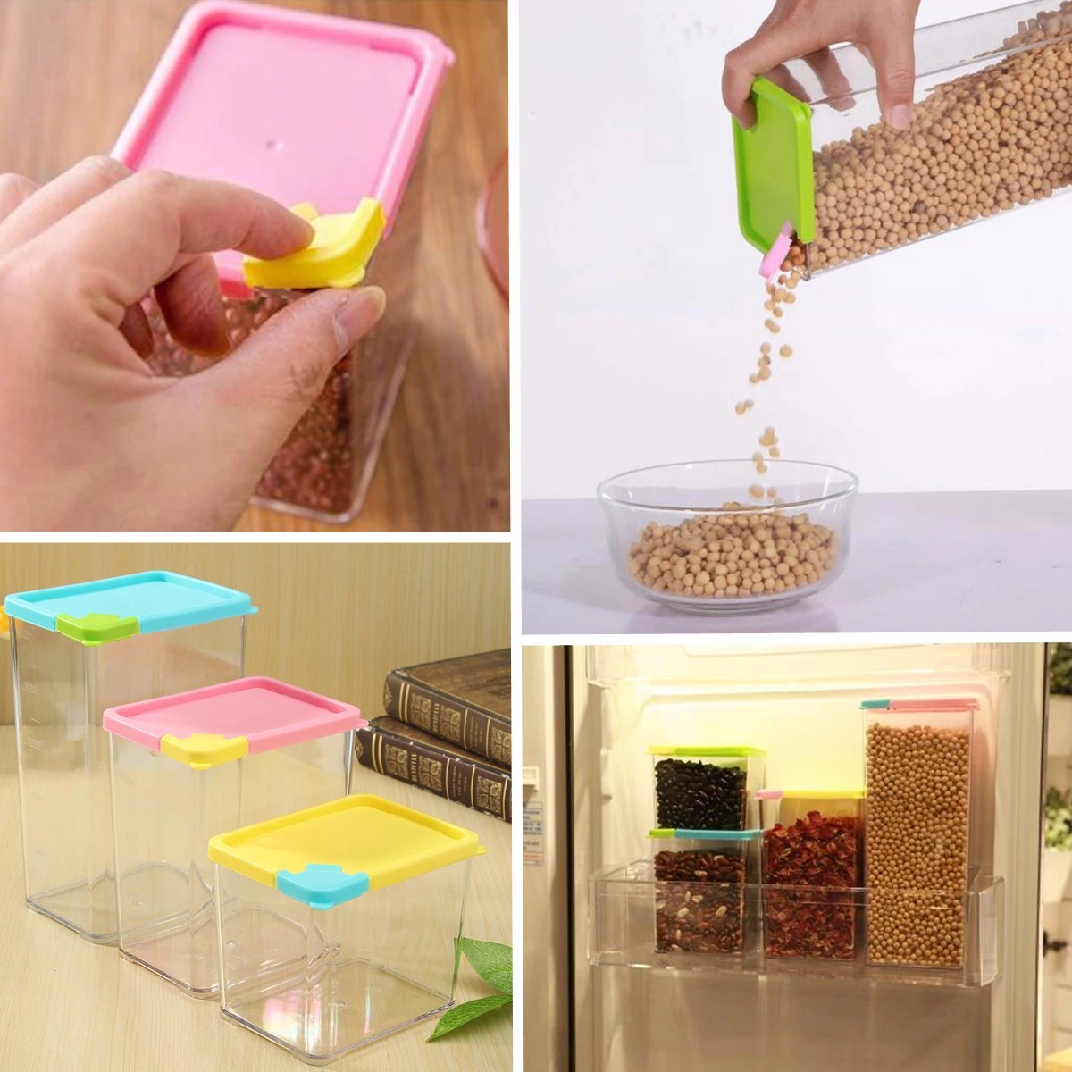 Kitchen Storage Box Case Organizer Food Grain Bean Rice Dried Fruit Container Dispenser
