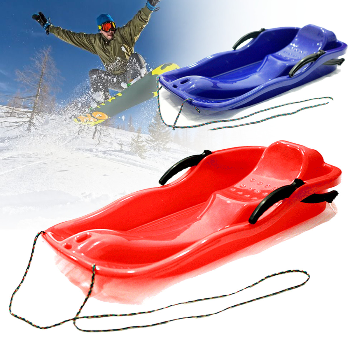 

На открытом воздухе Пластиковые лыжные доски Sled Luge Snow Grass Песочница с Веревка для двоих людей