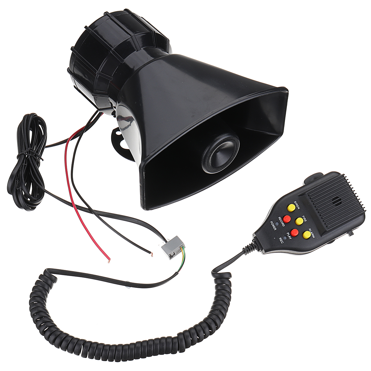 

12V 3 Sound Recording Car Police Siren Horn + Mic PA Speaker System Fire Alarm