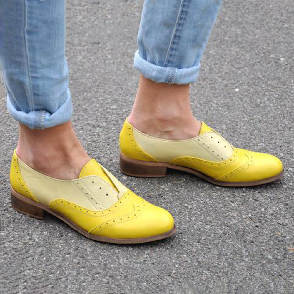 

Women Oxfords Brogue Stitching Slip On Shoes