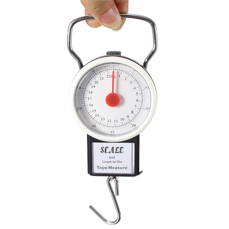 

2 in 1 22KG 50LBS Portable Scale Luggage Travel Scale Hanging Suitcase Hook with 1M Flexible Rule