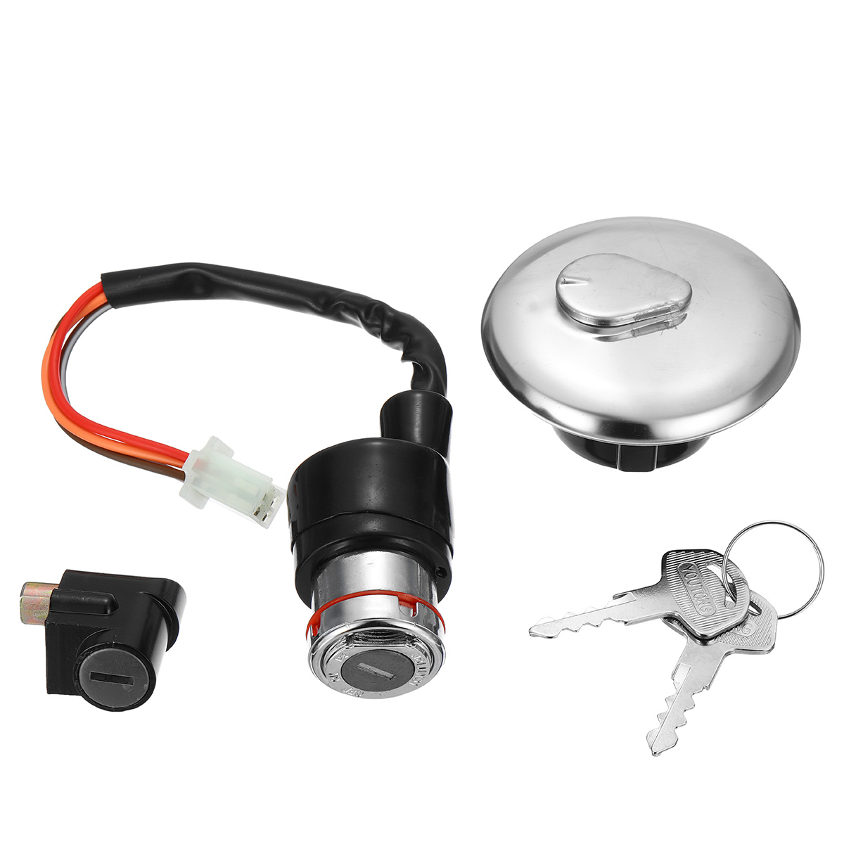 

Motorcycle Fuel Tank Cap Cover Ignition Switch 2 Keys Front Lock Set for GN-125