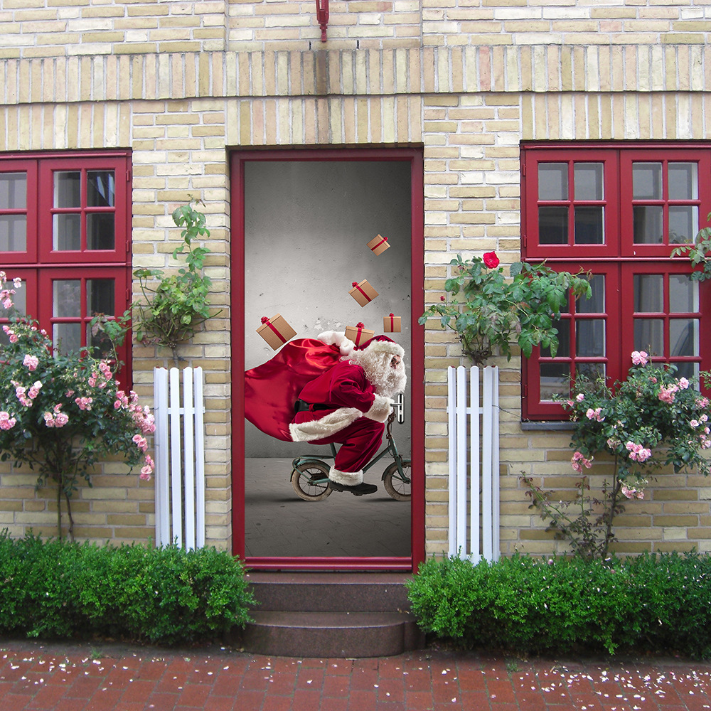 

Рождество 2017 Funlife3D дверные наклейки для Санта-Клауса креативные обои
