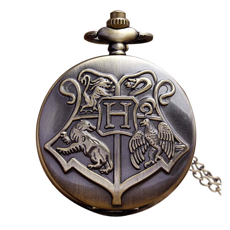

DEFFRUN Vintage Harry Potter Hogwarts Animals Pocket Watch