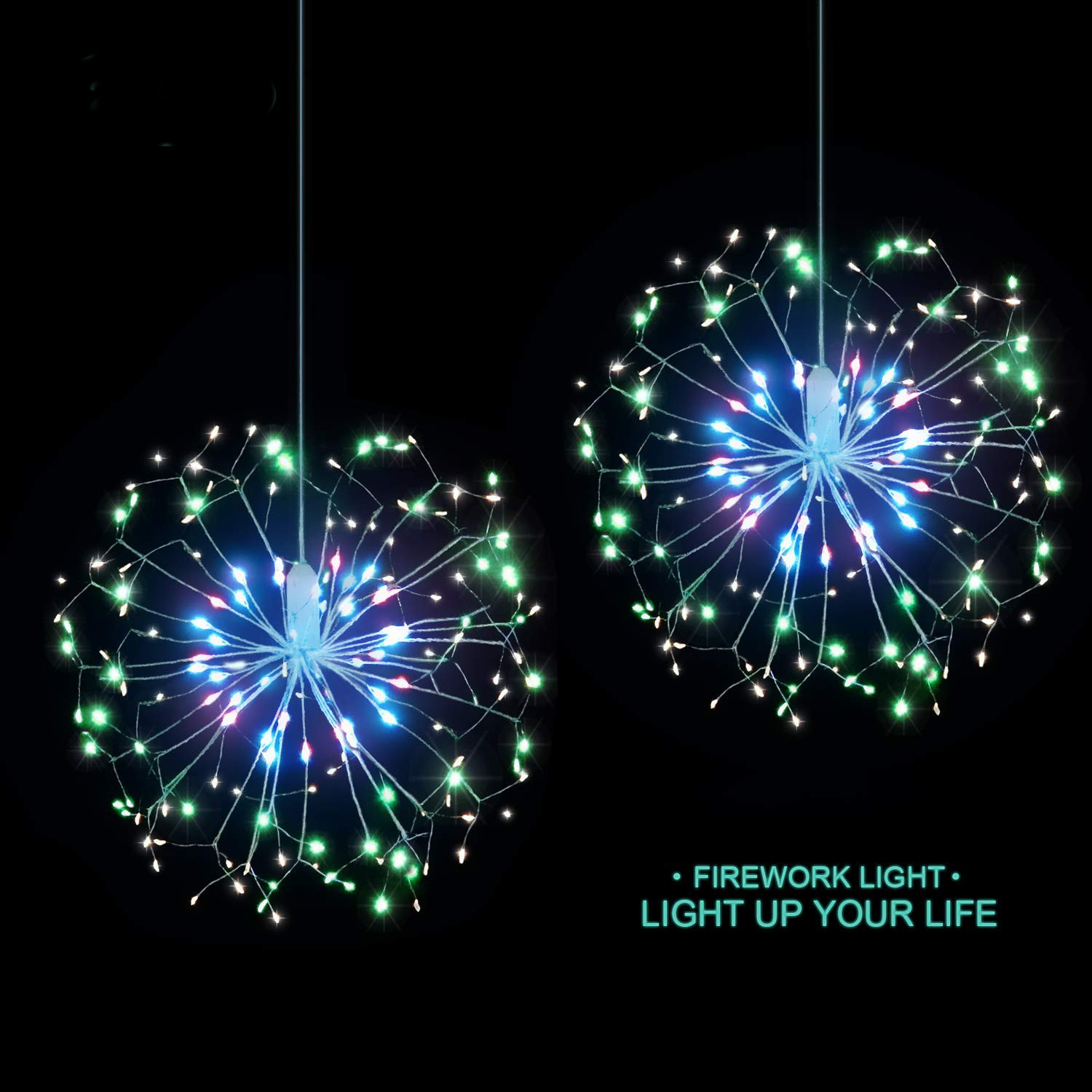 Find Battery Operated 100/120 LED 8 Modes Colorful Firework Starbust Fairy String Light for Home Decor for Sale on Gipsybee.com with cryptocurrencies