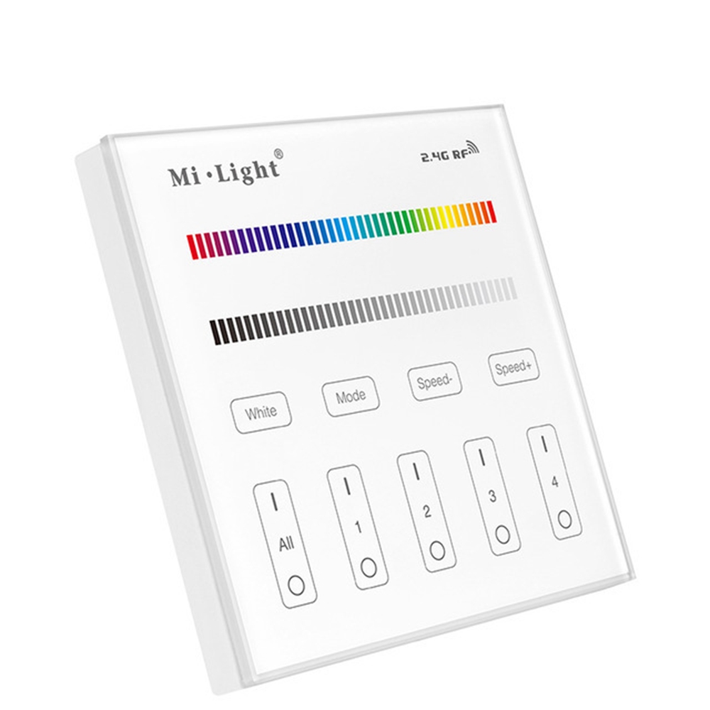 

Milight T3 AC180V-240V 4-зонная RGB / RGBW интеллектуальная панель Дистанционный LED Контроллер полосы света