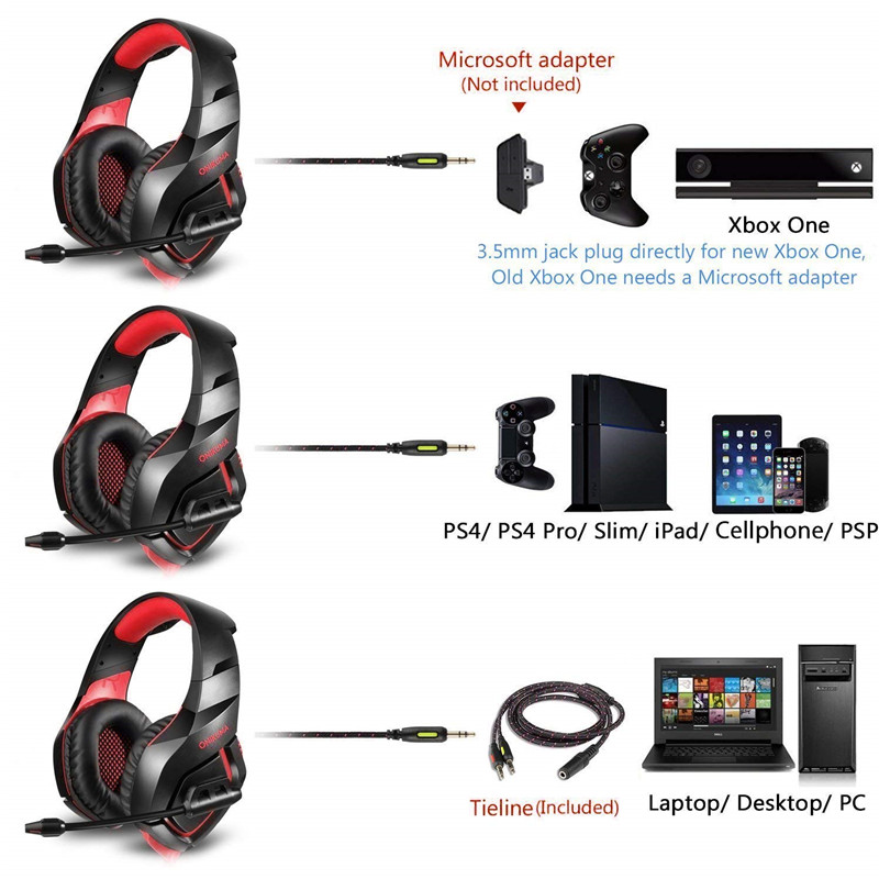 ONIKUMA K1-B Single Plug Stereo Gaming Headset In-line Control Hi-Fi Headphone With Mic for PS4 Xbox One 40
