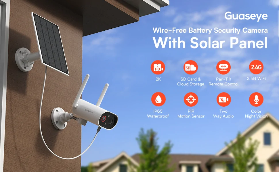 WIFI Outdoor Security Camera Solar Powered 25m Color Night Vision 180° $89.99