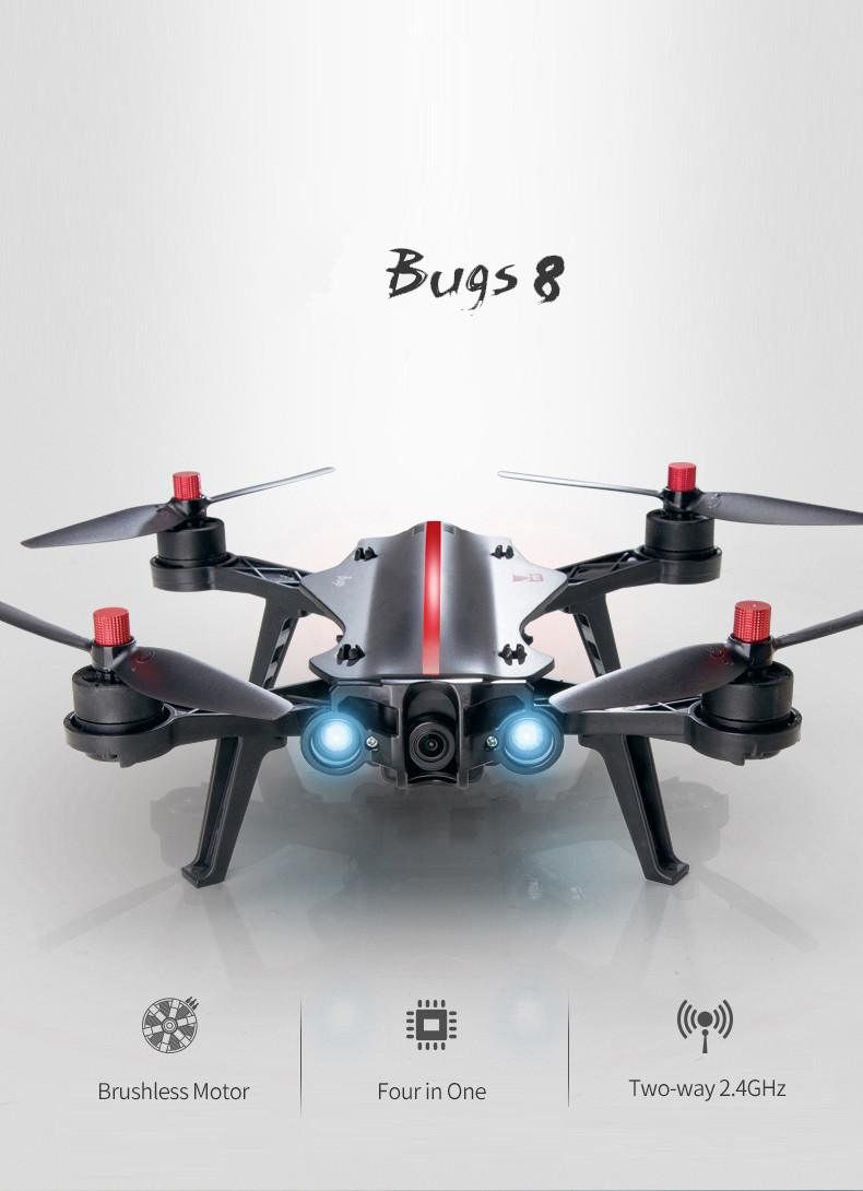 MJX B8 Bugs 8 250mm With LED light Brushless Racer Drone Quadcopter RTF (Without Camera + FPV Monitor Red) 1