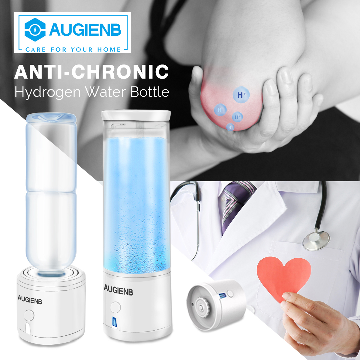 AUGIENB WH02 Portable Smart Hydrogen-Rich Cup Water Generator Ionizer Maker Healthy Alkaline Energy Cup Water Bottle (USB Cable) 8
