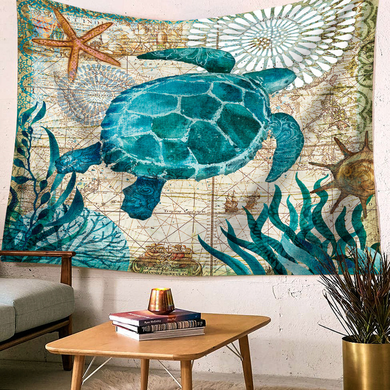

Retro Ocean Sea Animal Tapestry Mandala Hippie Wall Hanging Decor Bedspread