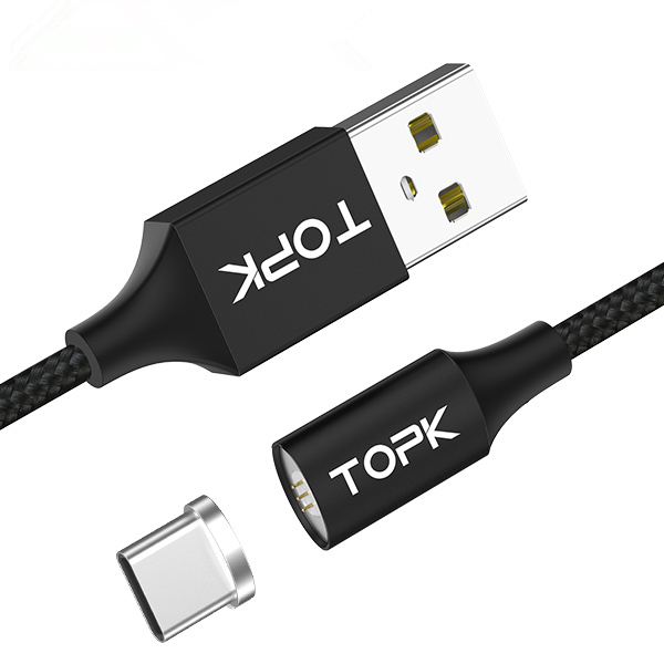 

TOPK F-Mini2 2.4A Type C LED Магнитный плетеный высокоскоростной кабель для передачи данных 1M для смартфона