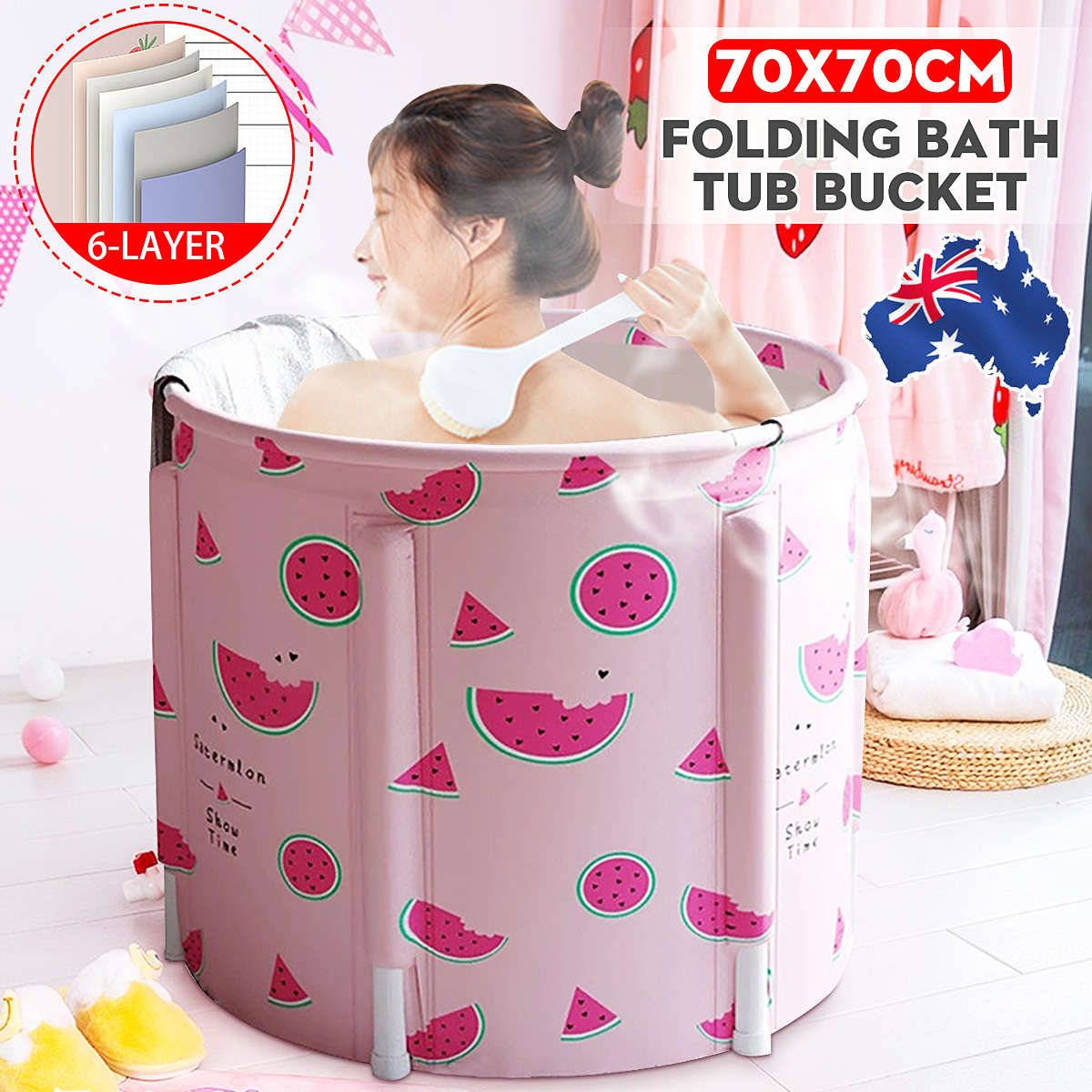 70x70CM Portable PVC Folding Bathtub Water Spa Tub Bath Bucket Outdoor Bath Tub 1
