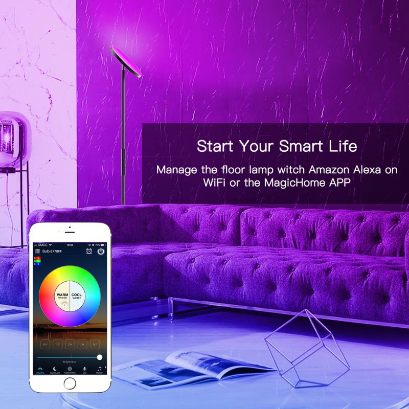 Find ZENGGE AC100 240V 24W Smart Wifi RGB CCT 2000LM Floor Lamp Dimmable APP Voice Control Works with Google Home Alexa for Sale on Gipsybee.com with cryptocurrencies