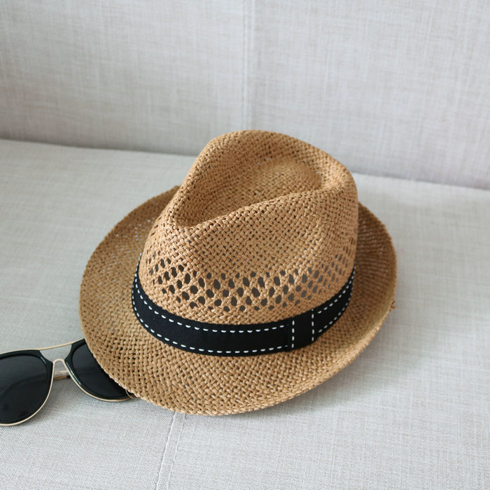 

Men Women Summer Straw Knited Sunscreen Jazz Hat