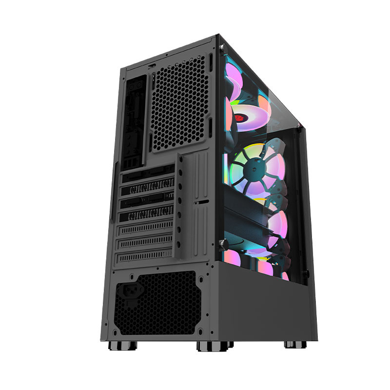Find GAMEKM Quadratic Element Desktop Computer Case USB3.0 Interface Tempered Glass Gaming PC Case Compatible with ATX, ITX, MicroATX for Sale on Gipsybee.com with cryptocurrencies