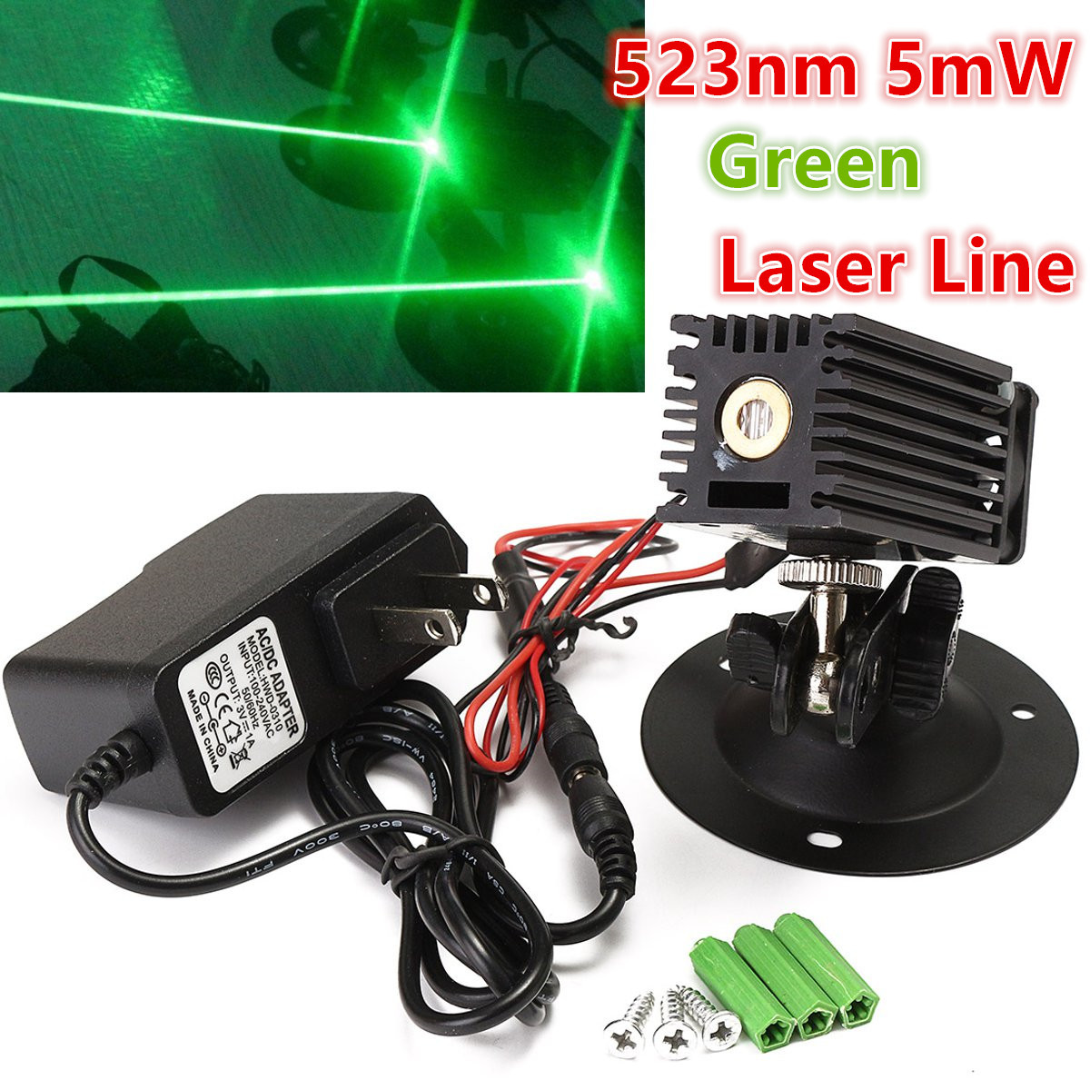 532nm 50mW Green Laser Linear Marking Locator With Adapter Fan Laser Module 11