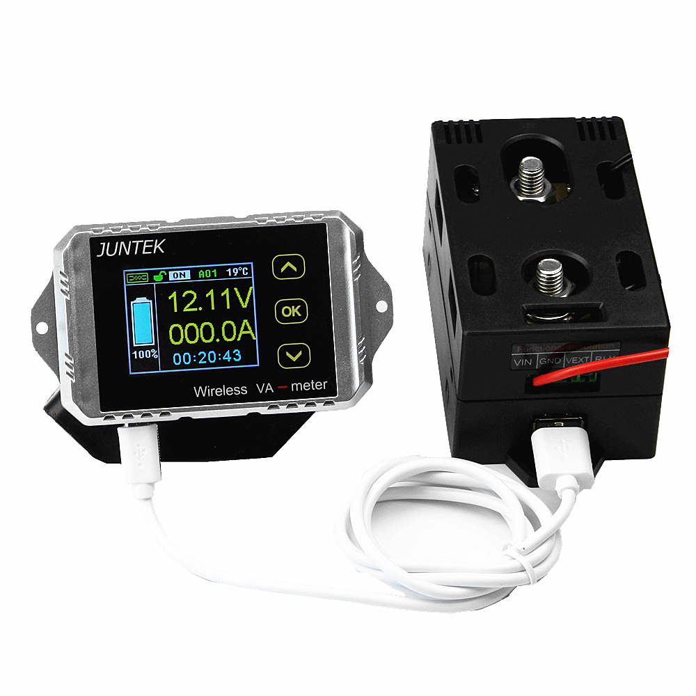 

VAT4300 Wireless DC Voltmeter Current Tester Watt Measurement Digital Display Electric Garage Meter With Temperature Sensor