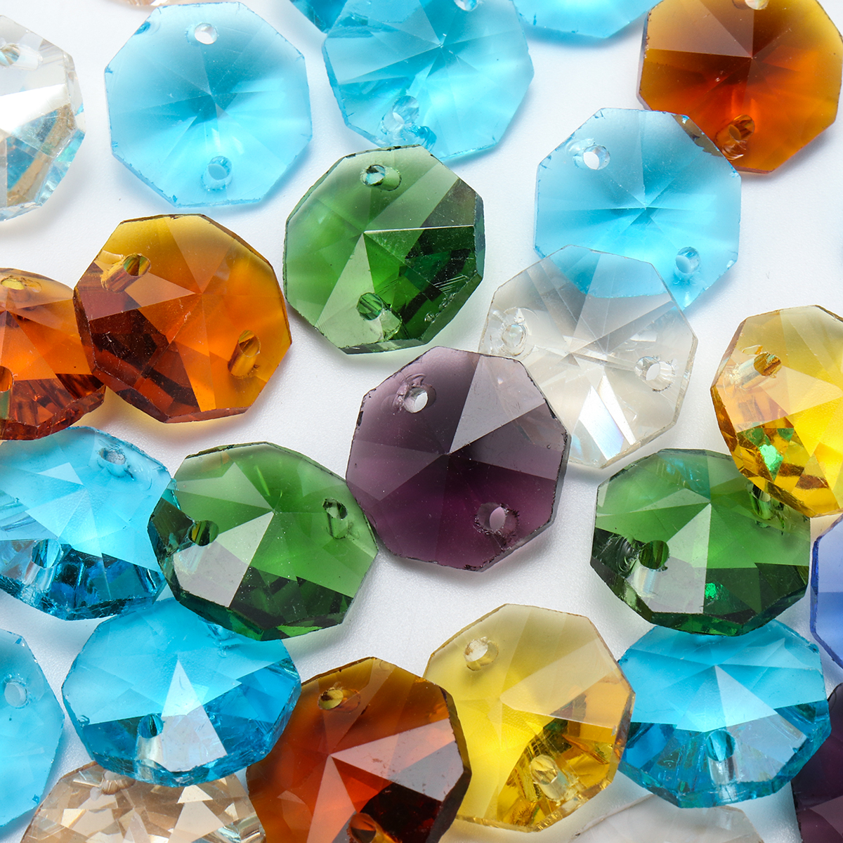 

100Pcs 14mm Crystal Glass Octagon Loose Beads Multicolour Chandelier Главная DIY Декор Handmade Craft