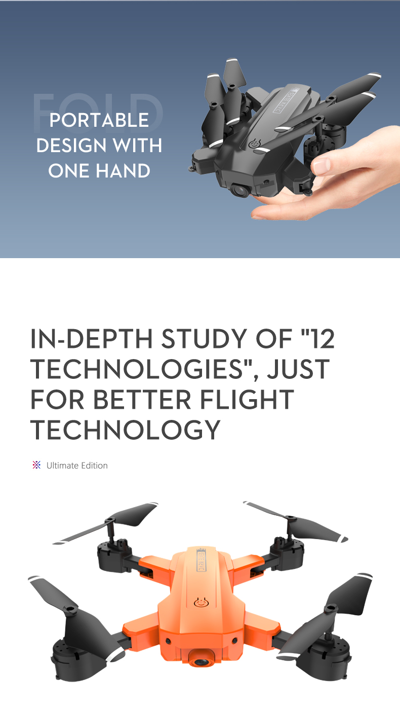 HR H9 Mini 2.4G WiFi FPV with 4K HD Dual Camera 20mins Flight Time Altitude Hold Mode Foldable RC Drone Quadcopter RTF 2