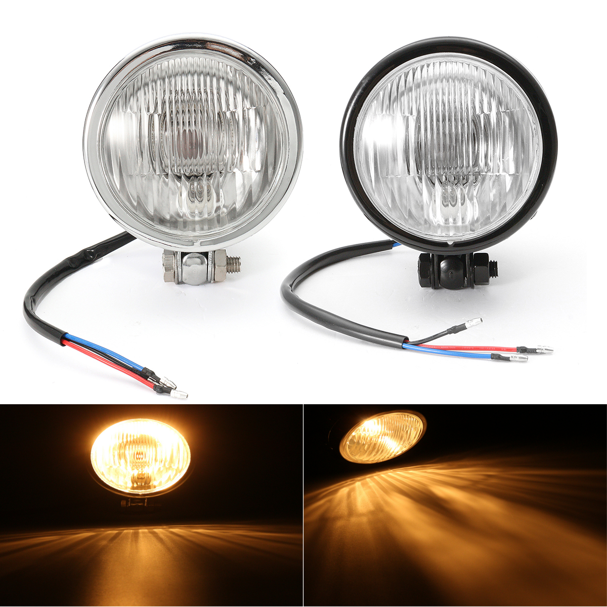 

12V 4inch Motorcycle H4 Round Headlight Light Lamp Bulb Hi/Lo Beam Universal